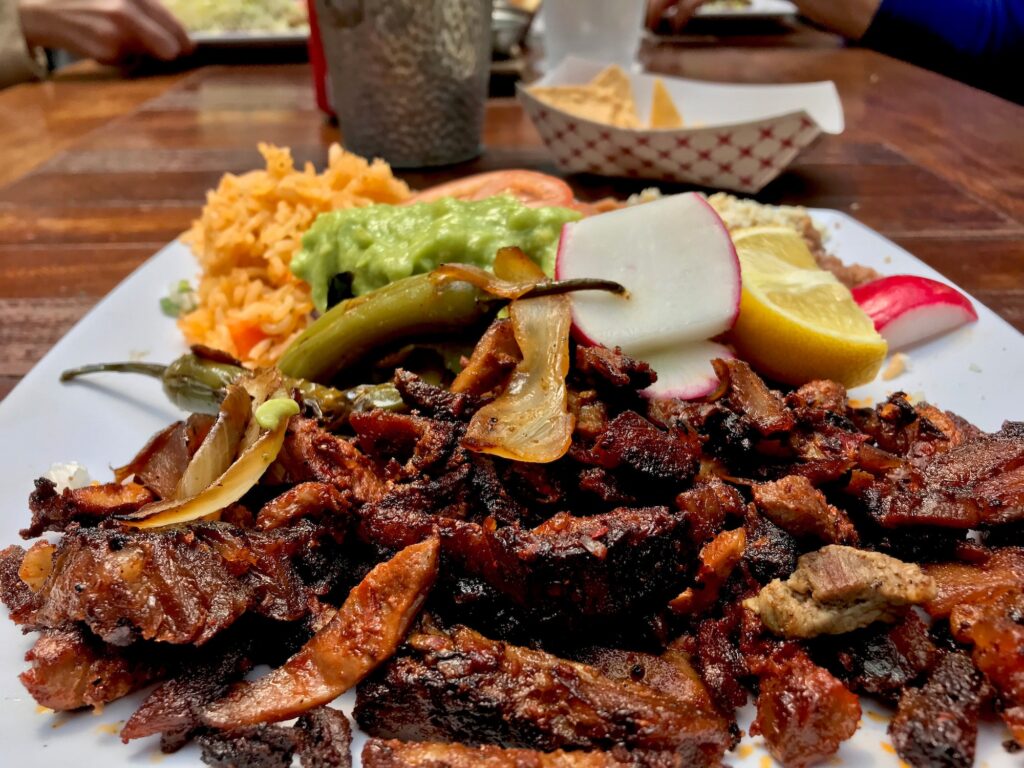 Amazing and delicious Mexican food Al Pastor plate