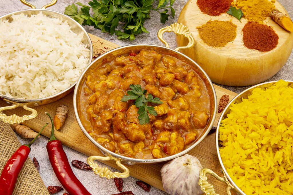 Indian food. Indian food. Chicken curry in tomato sauce